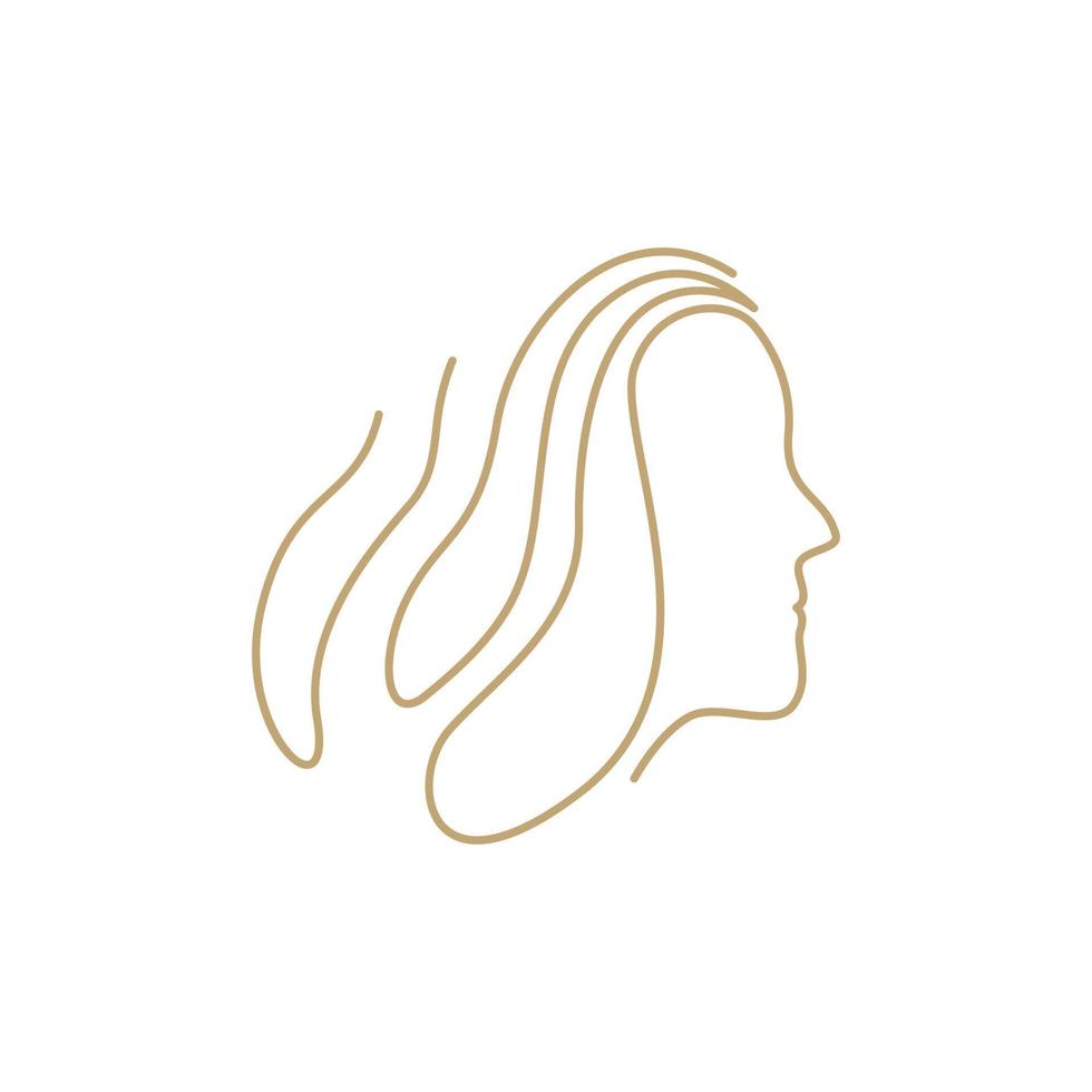 continuous line face woman with long hair style salon logo design, vector graphic symbol icon illustration creative idea