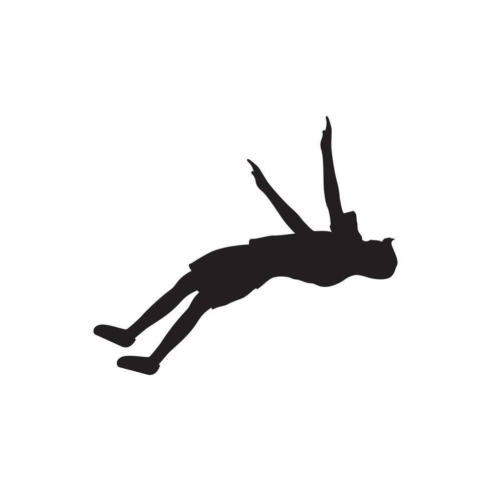 silhouette young man flying down logo design, vector graphic symbol icon illustration creative idea
