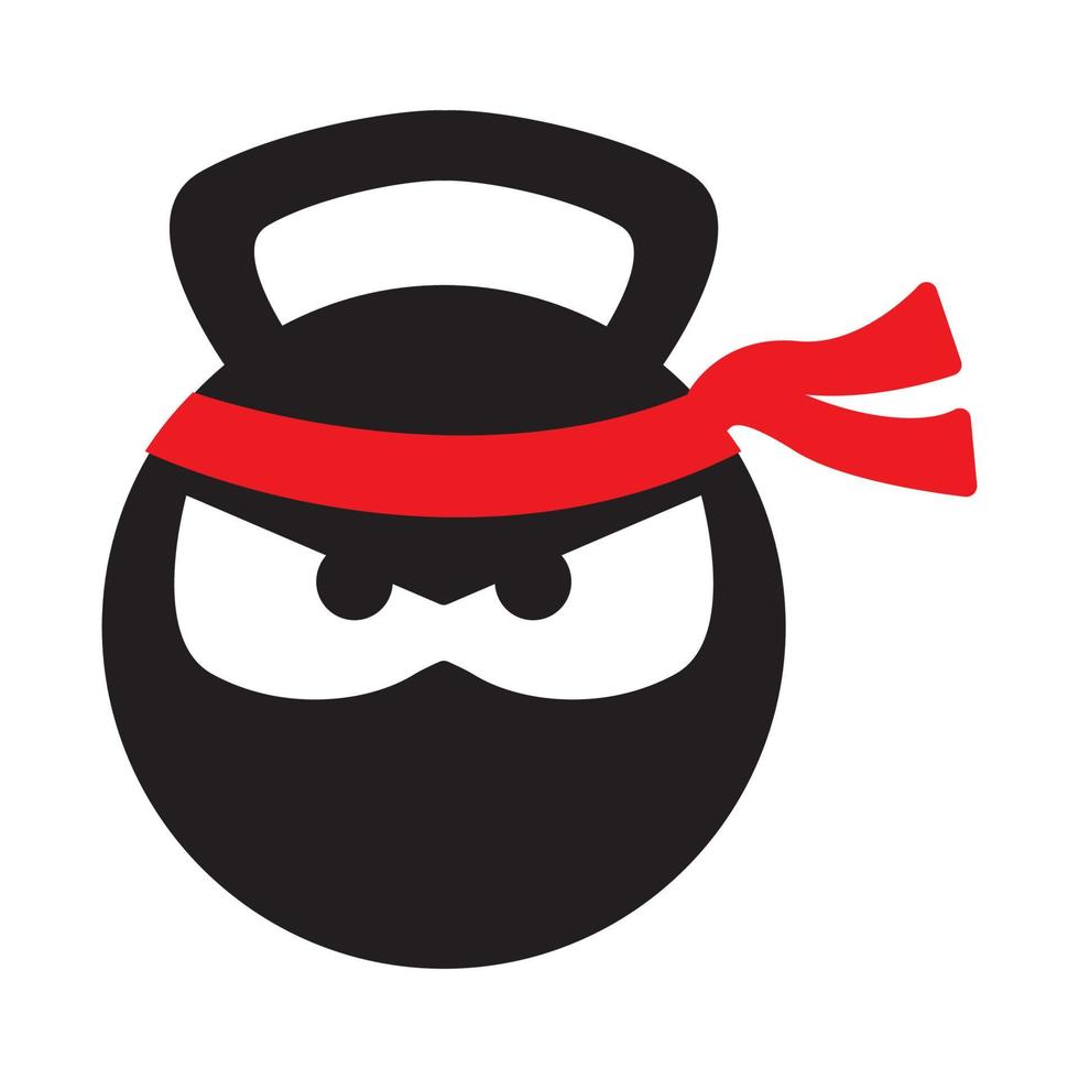 head cartoon ninja with gym logo design vector icon symbol illustration