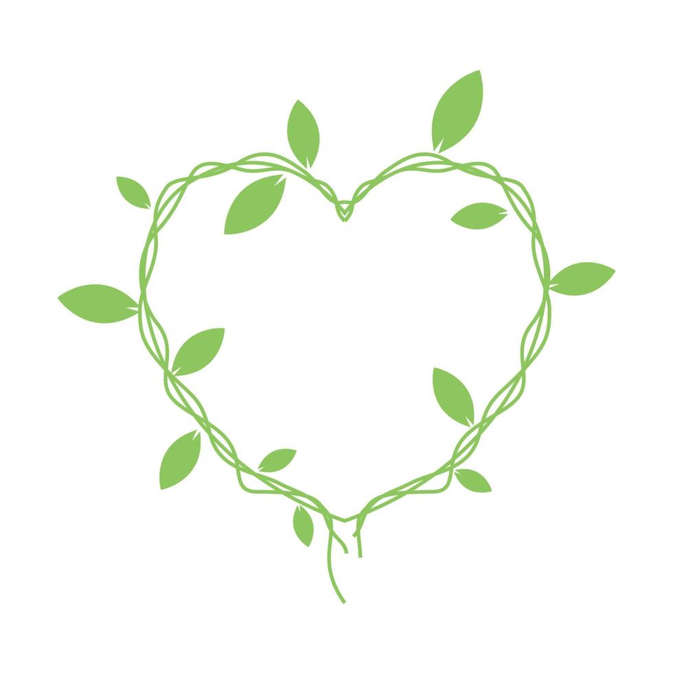 vines plants with love shape logo symbol vector icon illustration graphic design