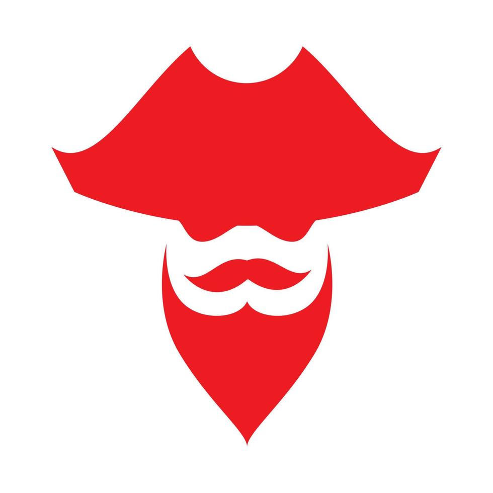 Piratas rojos con barba vintage logo símbolo icono vectorial ilustración diseño gráfico vector