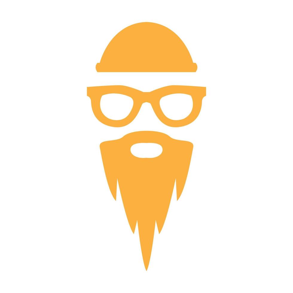 Viejo con barba larga logo símbolo icono vectorial ilustración diseño gráfico vector