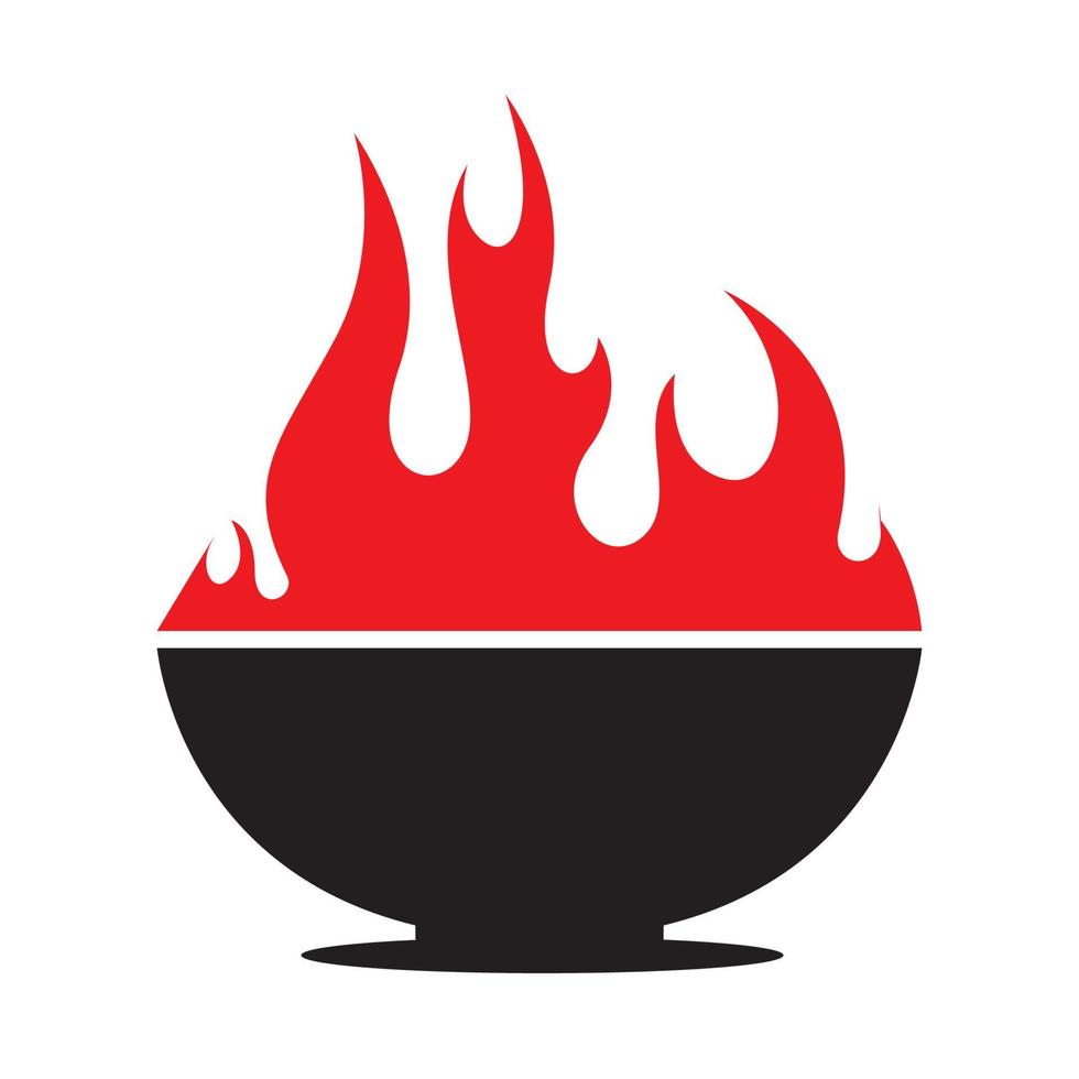 bowl with hot fire logo design vector icon symbol graphic illustration