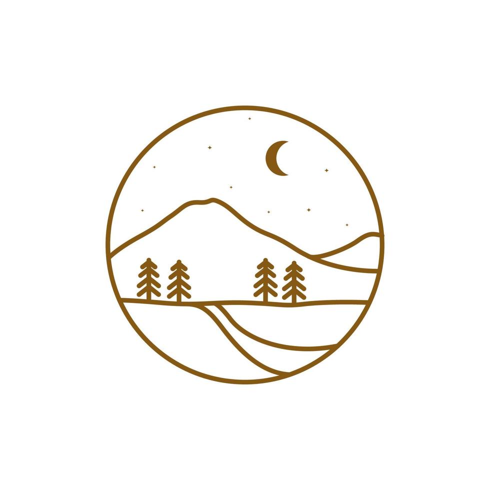 hipster landscape with tress and mountain logo design, vector graphic symbol icon illustration creative idea