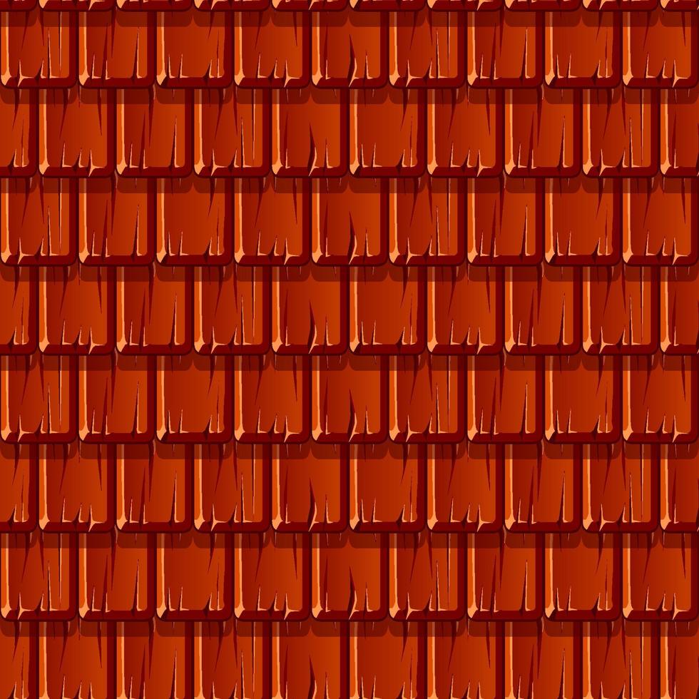 Seamless texture background of red wooden roof in a row. Pattern view of a broken roof for wallpaper. vector