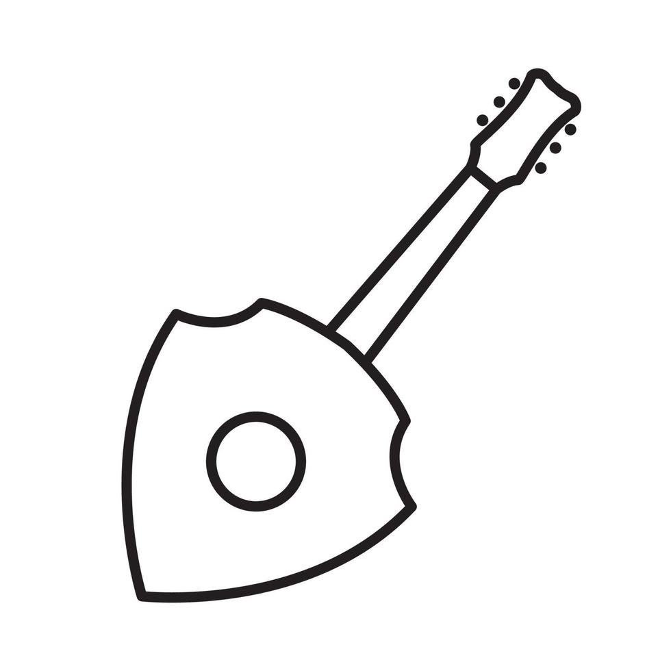 diseño de logotipo de líneas de guitarra de escudo vector