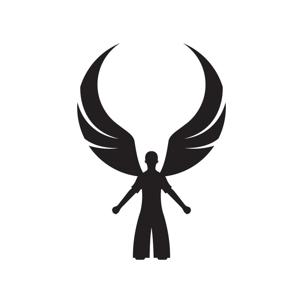 silhouette young man with wings angel logo design, vector graphic symbol icon illustration creative idea