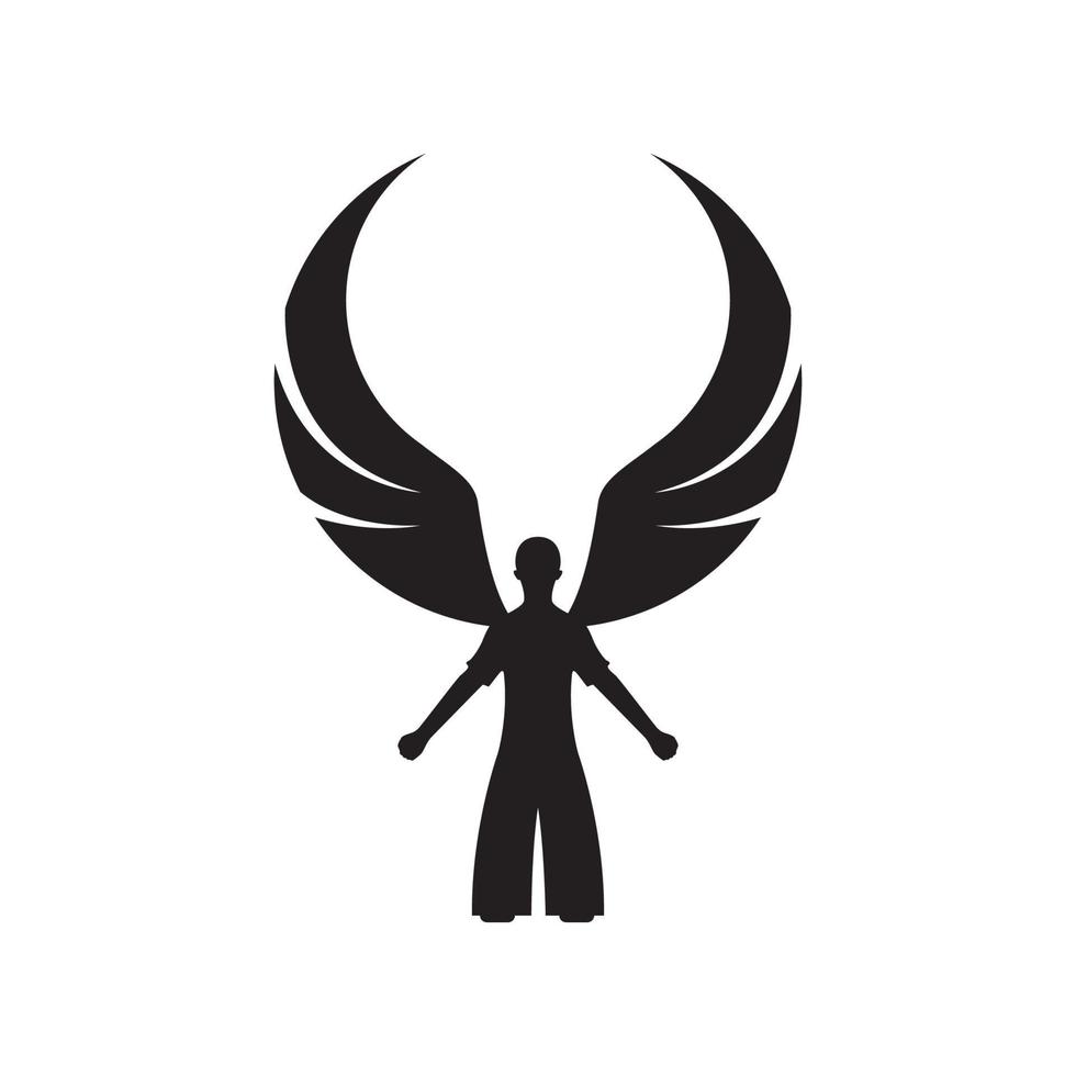 silhouette young man with wings angel logo design, vector graphic symbol icon illustration creative idea