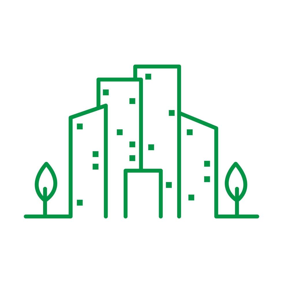 líneas ciudad verde árboles logotipo símbolo vector icono ilustración diseño gráfico