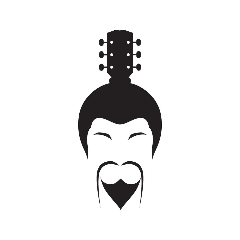 face man japan culture with guitar logo design, vector graphic symbol icon illustration creative idea