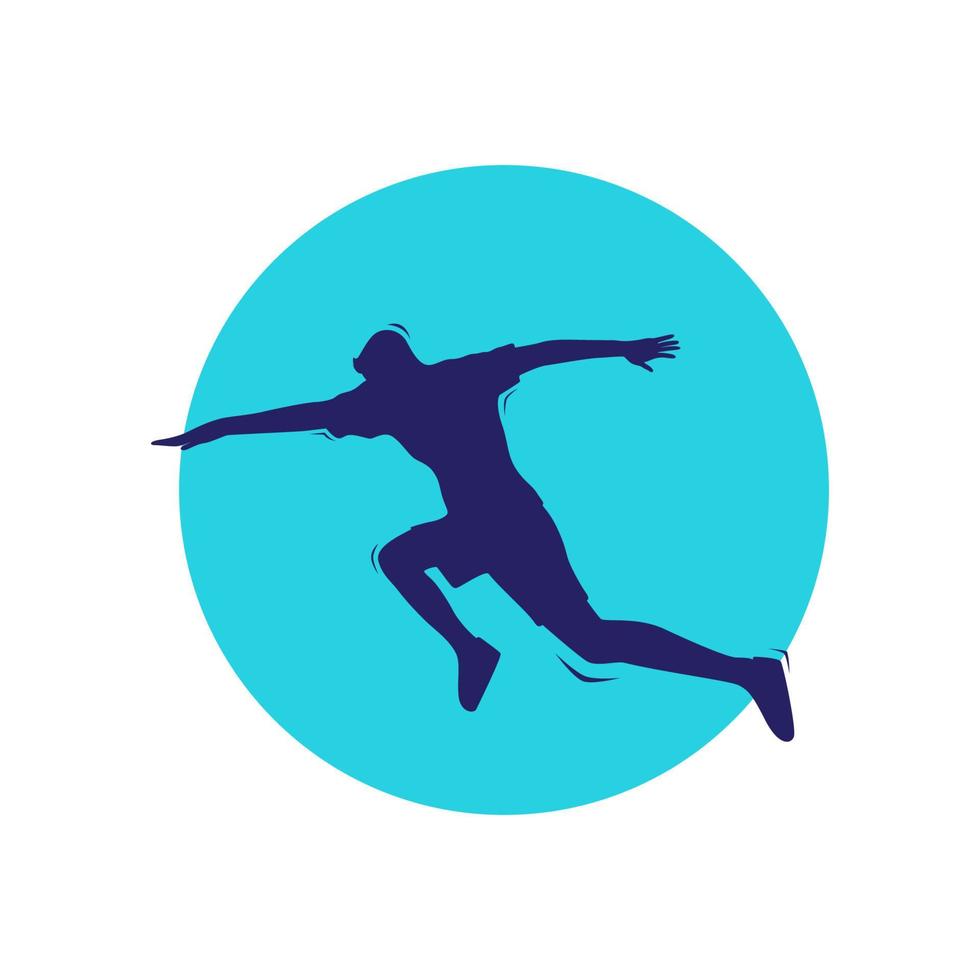 silueta joven entrenamiento de salto diseño de logotipo abstracto, símbolo gráfico vectorial icono ilustración idea creativa vector