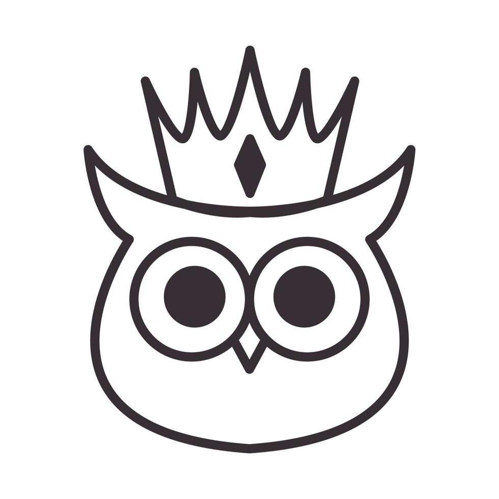 cute owl crown lines logo symbol vector icon illustration graphic design