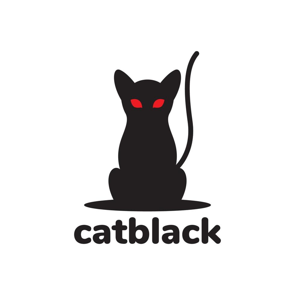 Illustrations Of Black Cat Action Logo On White Background