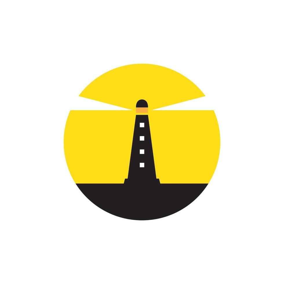 black lighthouse with sunset colorful logo design, vector graphic symbol icon illustration creative idea