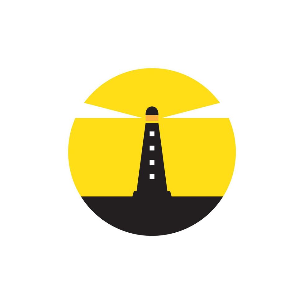 faro negro con diseño de logotipo colorido al atardecer, símbolo gráfico vectorial icono ilustración idea creativa vector