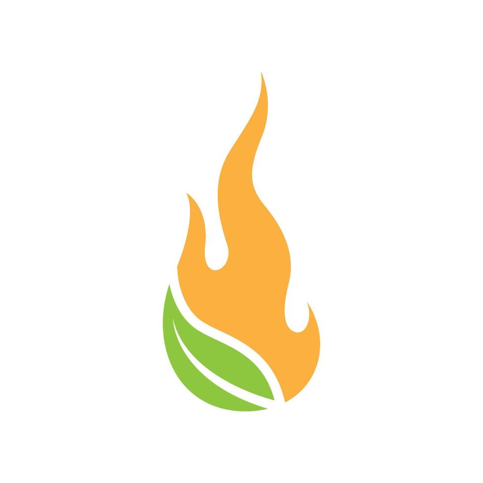 green leaf with fire flame logo design, vector graphic symbol icon illustration creative idea