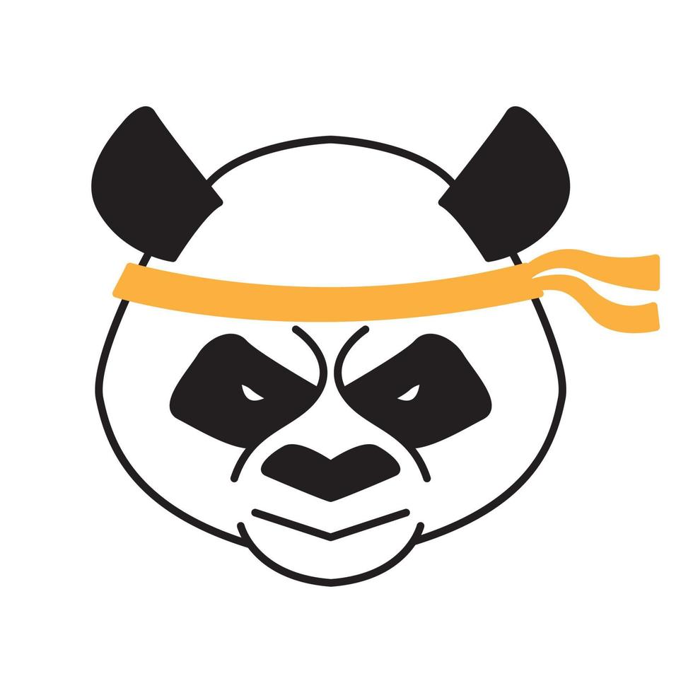 head cartoon karate panda logo design vector icon symbol illustration