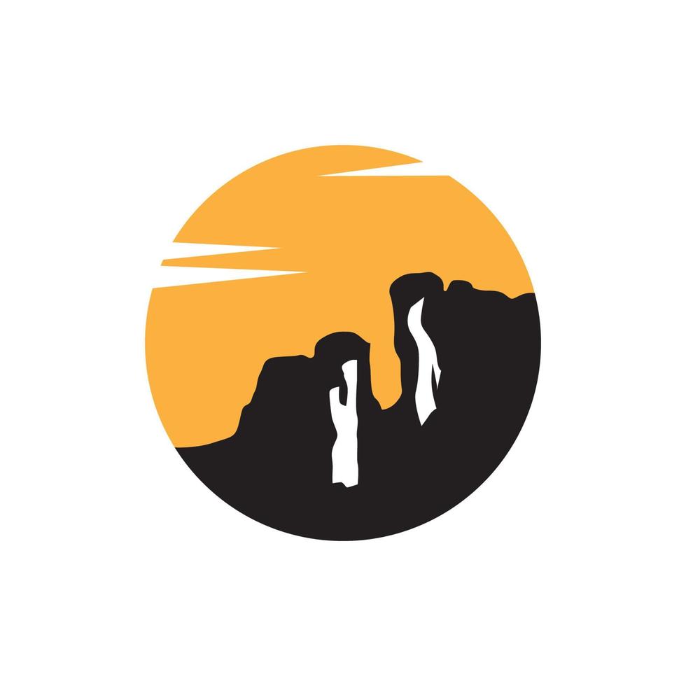 roca de colina vintage con diseño de logotipo de puesta de sol, símbolo gráfico vectorial icono ilustración idea creativa vector