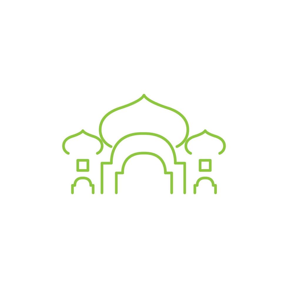 line green big mosque dome logo design, vector graphic symbol icon illustration creative idea