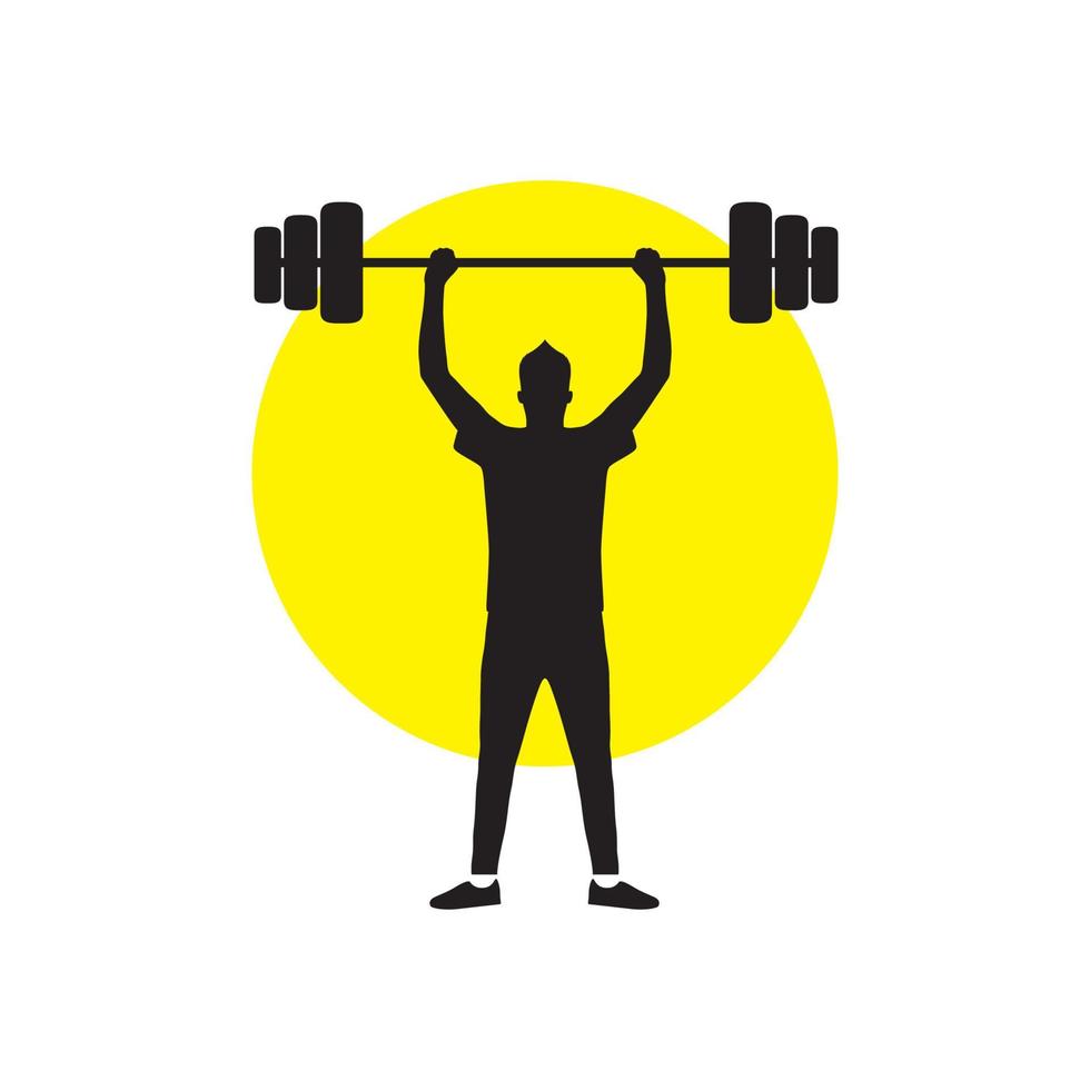 silhouette young man training lift the gym logo design, vector graphic symbol icon illustration creative idea