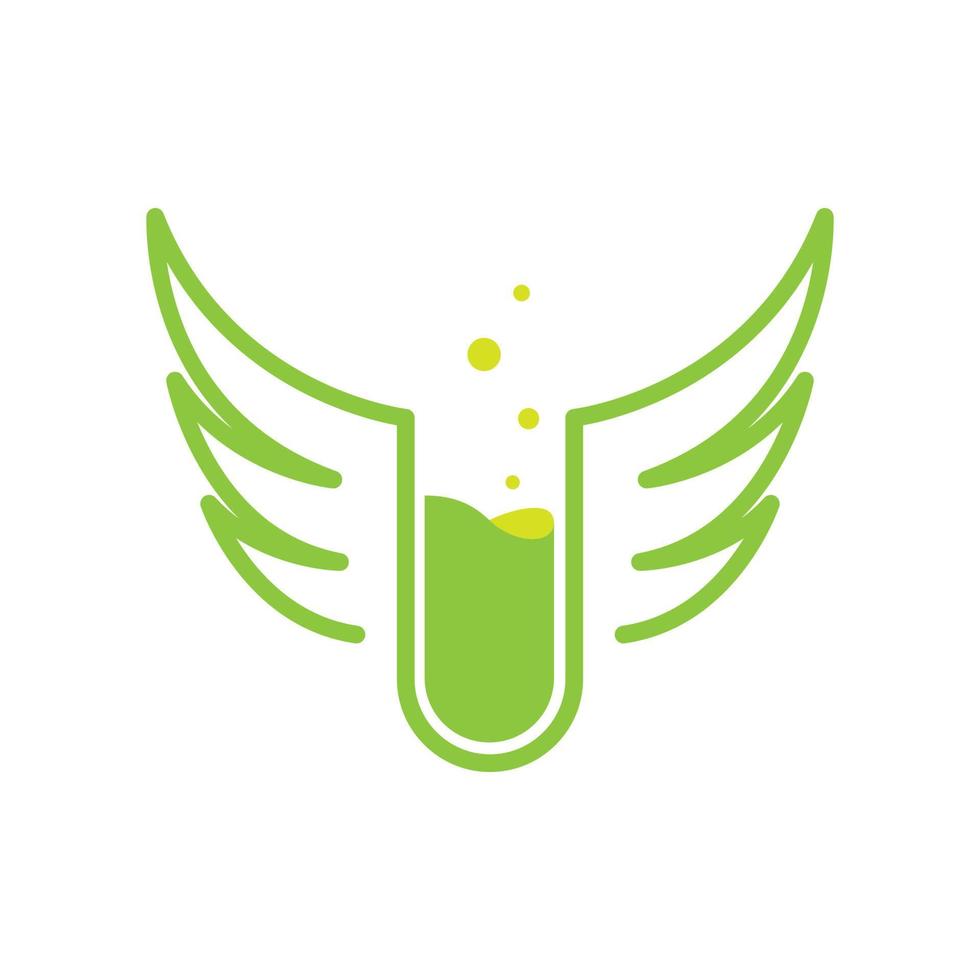 glass laboratory with bird wing logo design, vector graphic symbol icon illustration creative idea