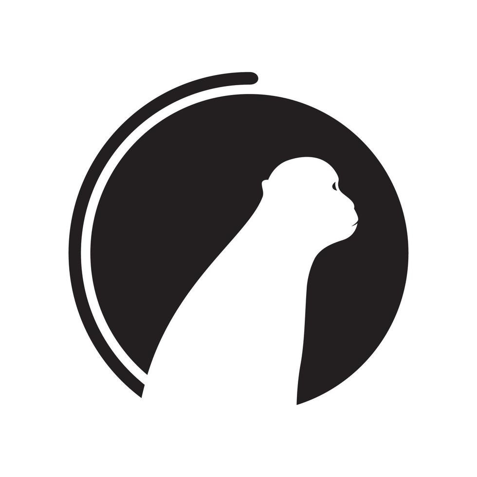circle negative space with monkey logo design, vector graphic symbol icon illustration creative idea
