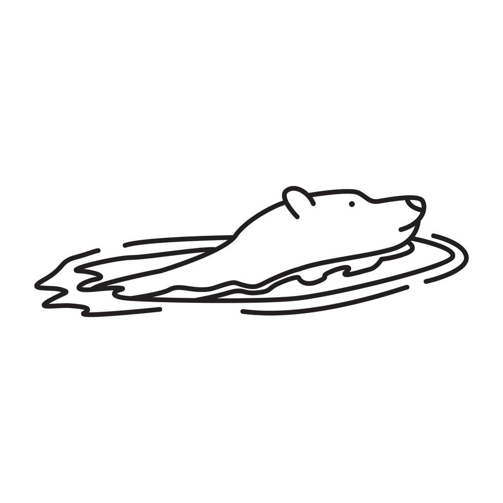 Líneas oso polar nadar logo símbolo vector icono ilustración diseño gráfico