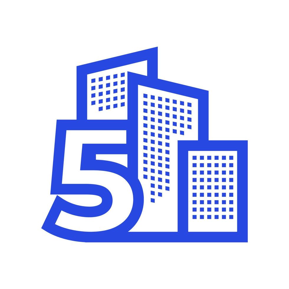 number 5 five with building property apartment logo design vector graphic symbol icon illustration creative idea
