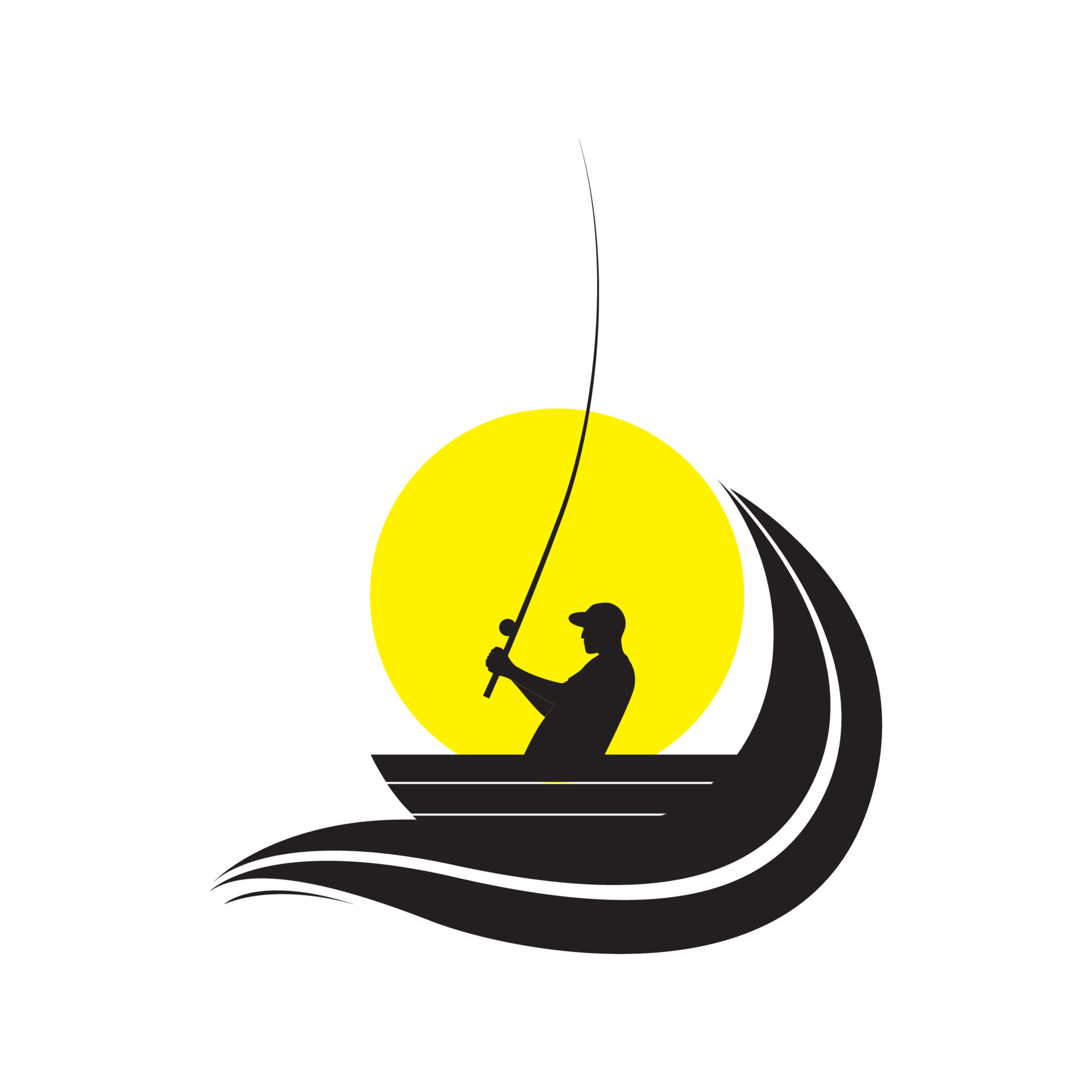 Angler Fishing Logo, Simple Outdoor Fishing Man Silhouette Template Design  34328263 Vector Art at Vecteezy