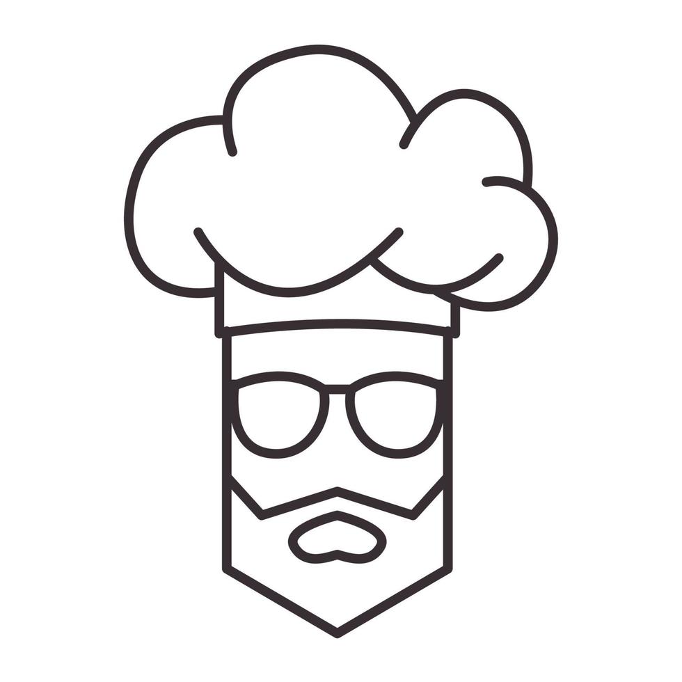 old man chef lines vintage logo symbol vector icon illustration graphic design