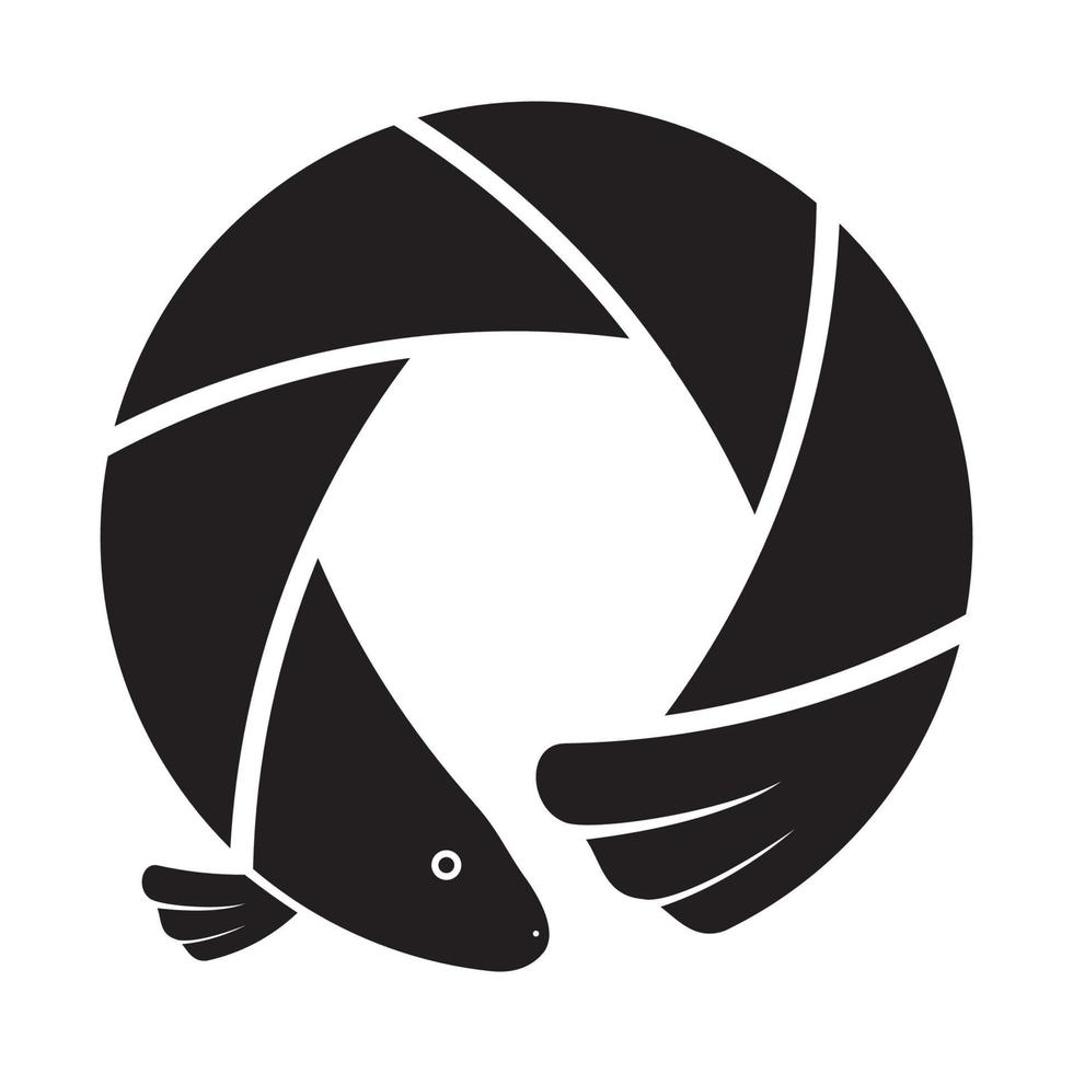 shutter camera with salmon fish logo symbol vector icon illustration graphic design