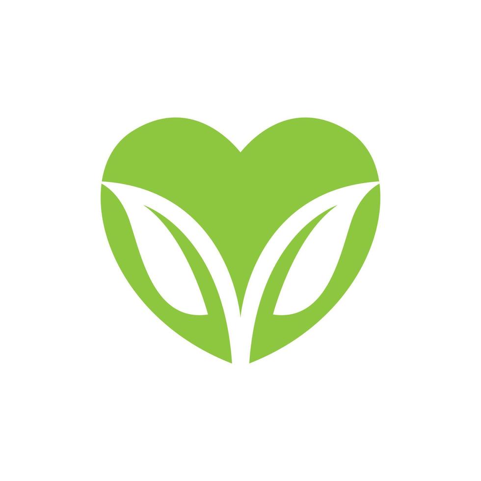 green love shape with leaf growth logo design, vector graphic symbol icon illustration creative idea