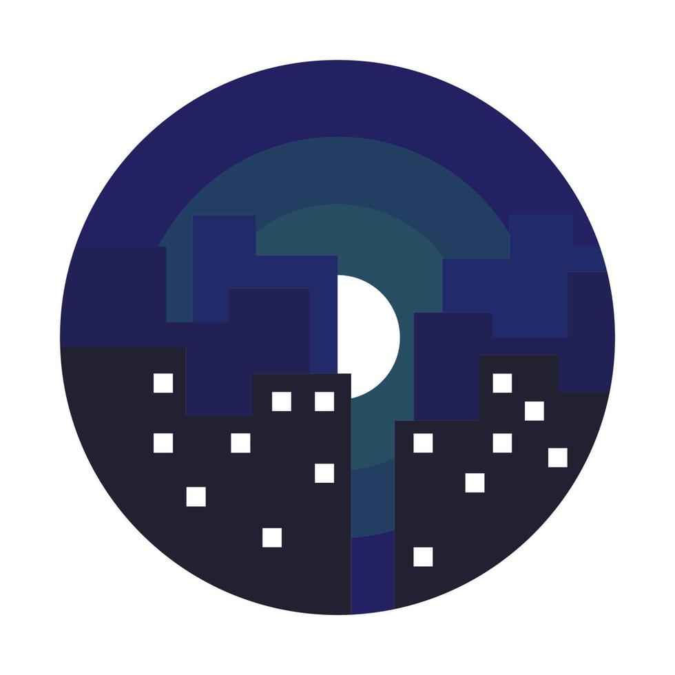 abstract dark night building with moon logo symbol vector icon illustration graphic design