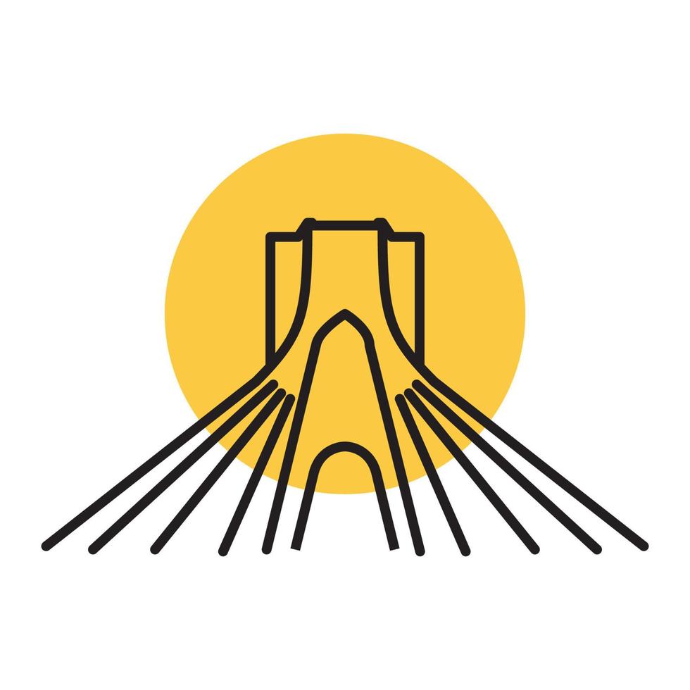 minimalist bridge lines with sunset logo design vector icon symbol illustration