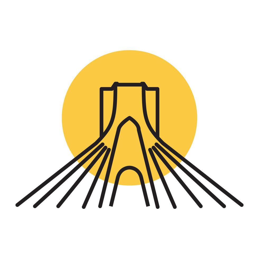 líneas de puente minimalistas con ilustración de símbolo de icono de vector de diseño de logotipo de puesta de sol