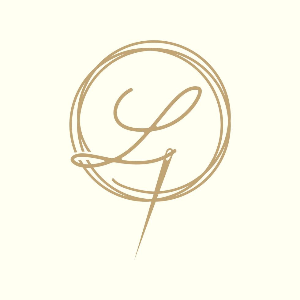 letter L with yarn needle tailor logo design vector graphic symbol icon illustration creative idea