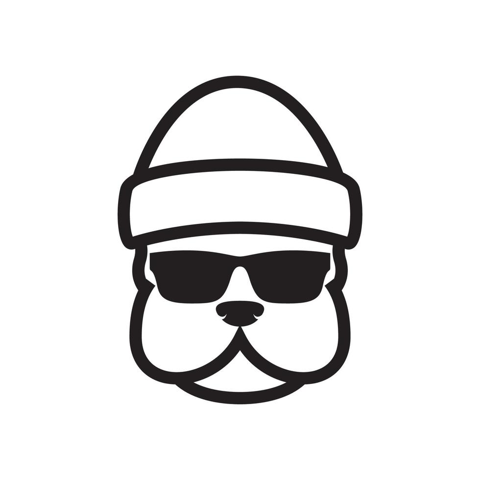 cool dog with beanie hat and sunglasses logo design, vector graphic symbol icon illustration creative idea