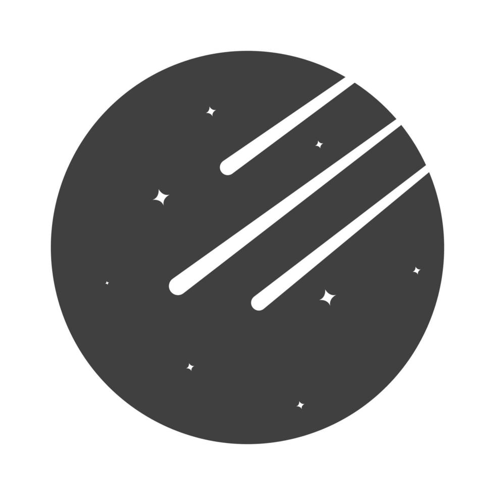 Noche oscura con caída de meteorito símbolo del logotipo icono vectorial ilustración diseño gráfico vector