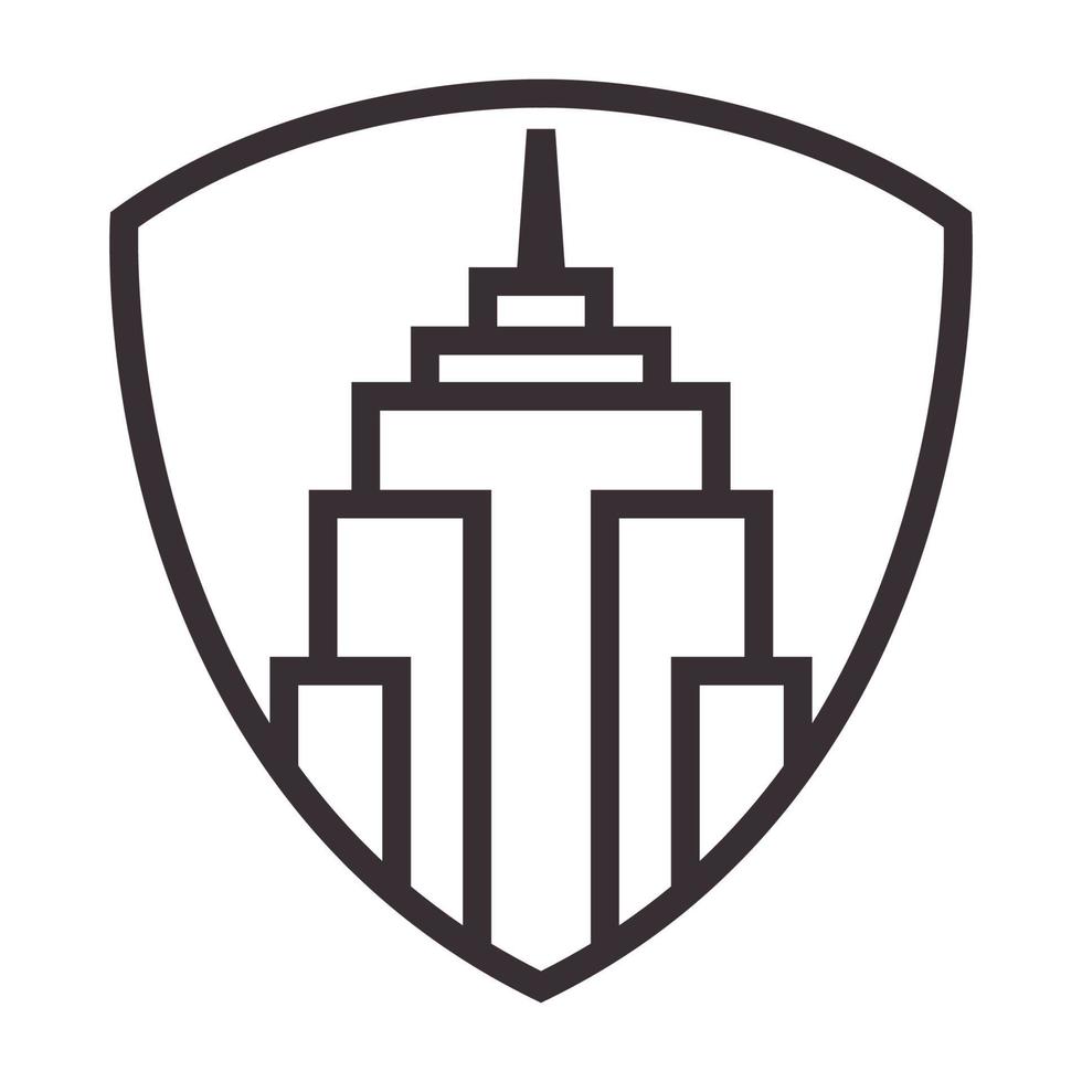 shield skyscraper lines logo symbol vector icon illustration graphic design