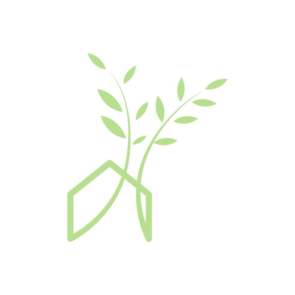 shape home with plant garden decorative logo design, vector graphic symbol icon illustration creative idea