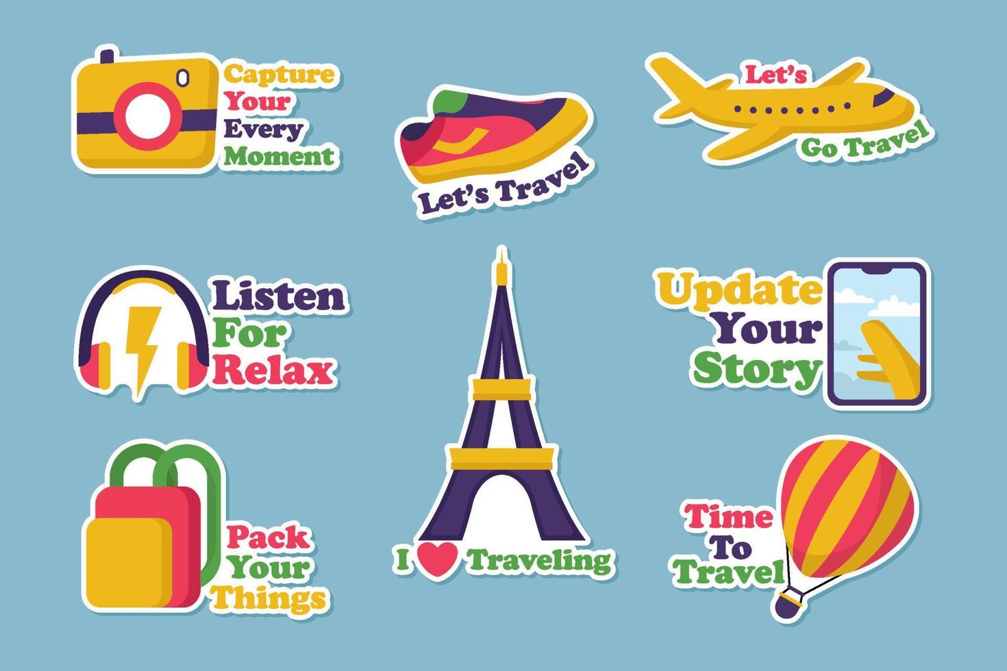 Set of Travel Sticker Pack vector