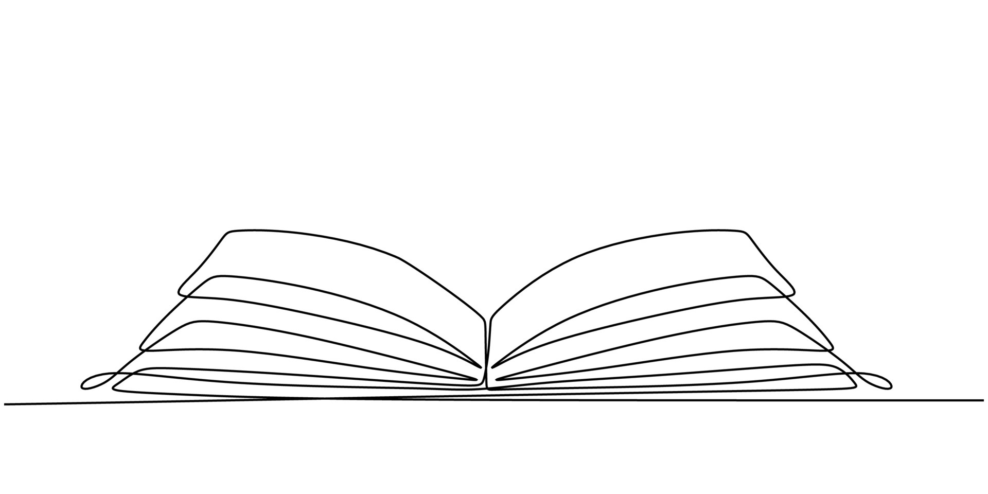 Continuous line drawing open book page design