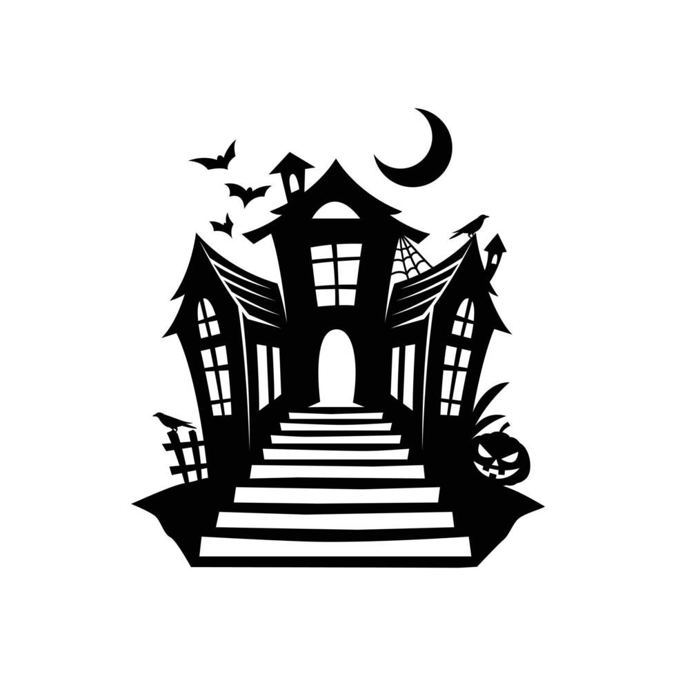 Haunted house silhouette vector