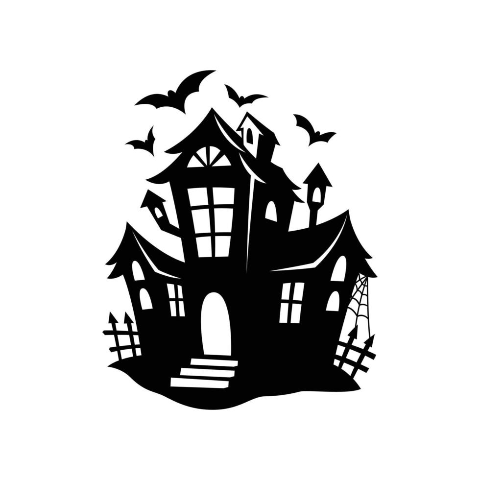 Haunted house silhouette vector