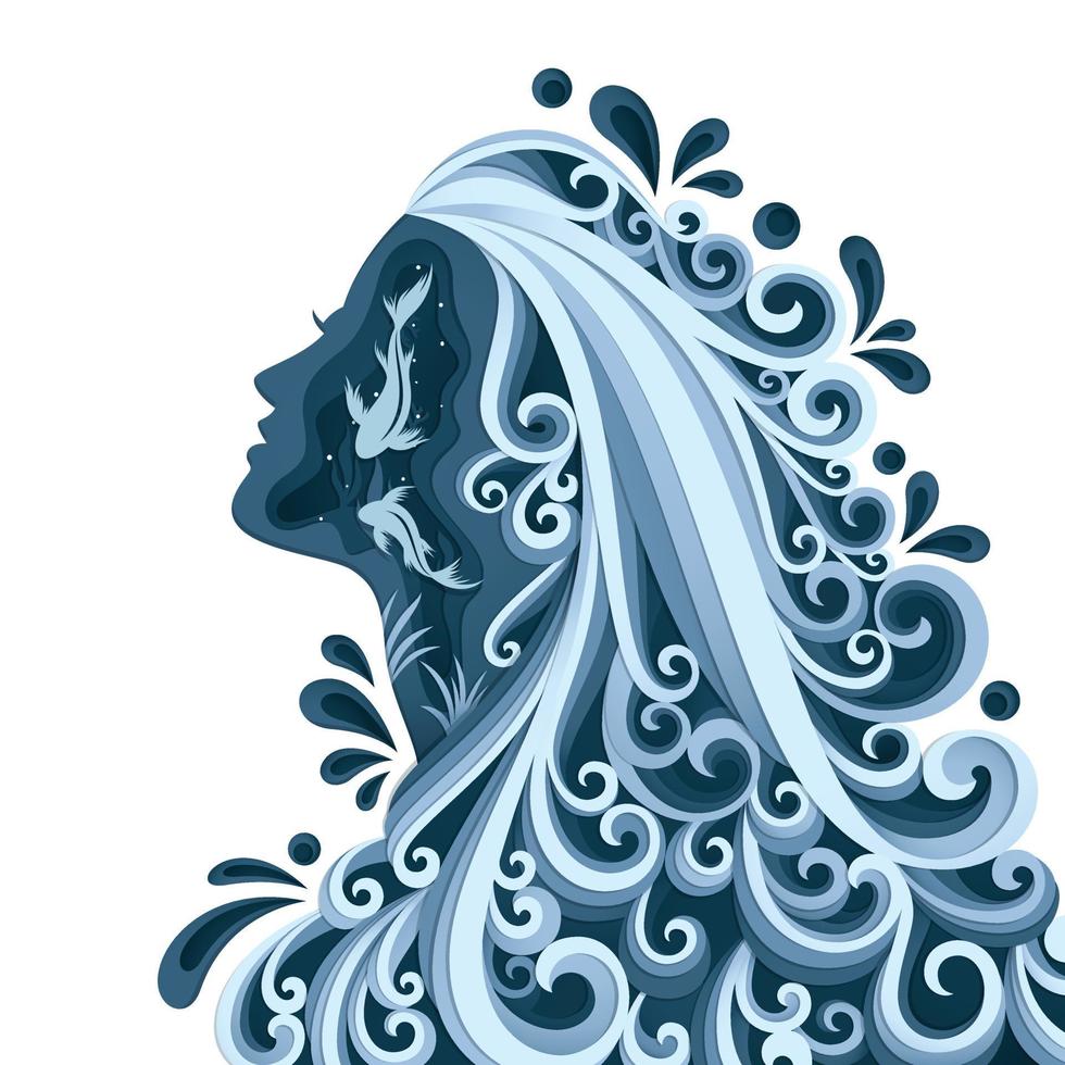 3d illustration with papercut woman face and women's day concept vector