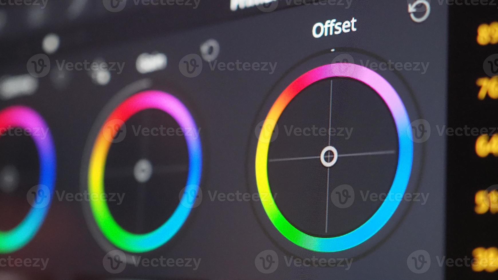 Color grading graph or RGB colour correction indicator on monitor photo