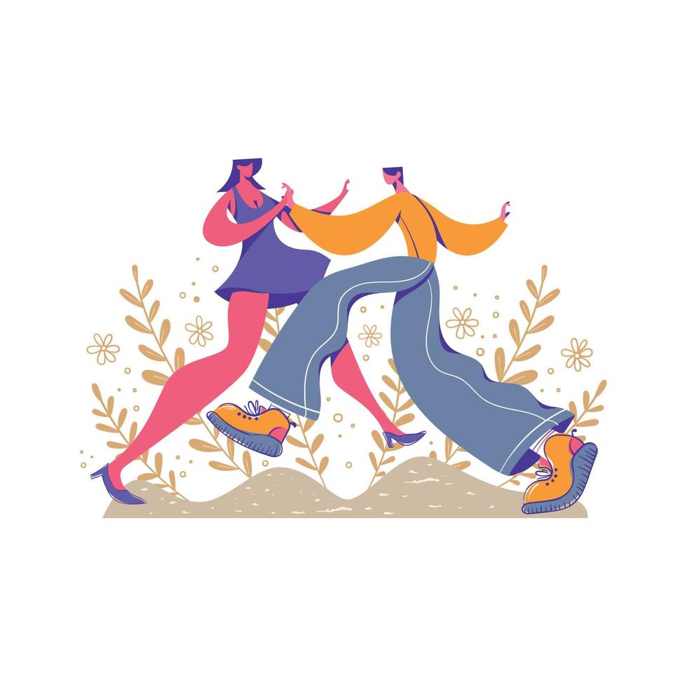 Dancing with couple illustration in flat design simple style character vector