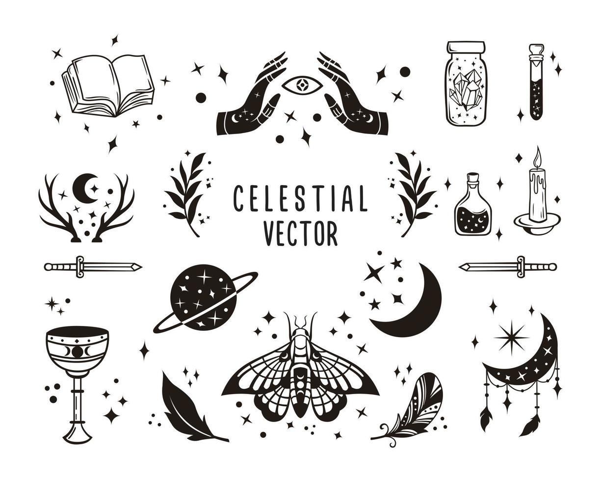 colecciones mágicas y celestiales vector