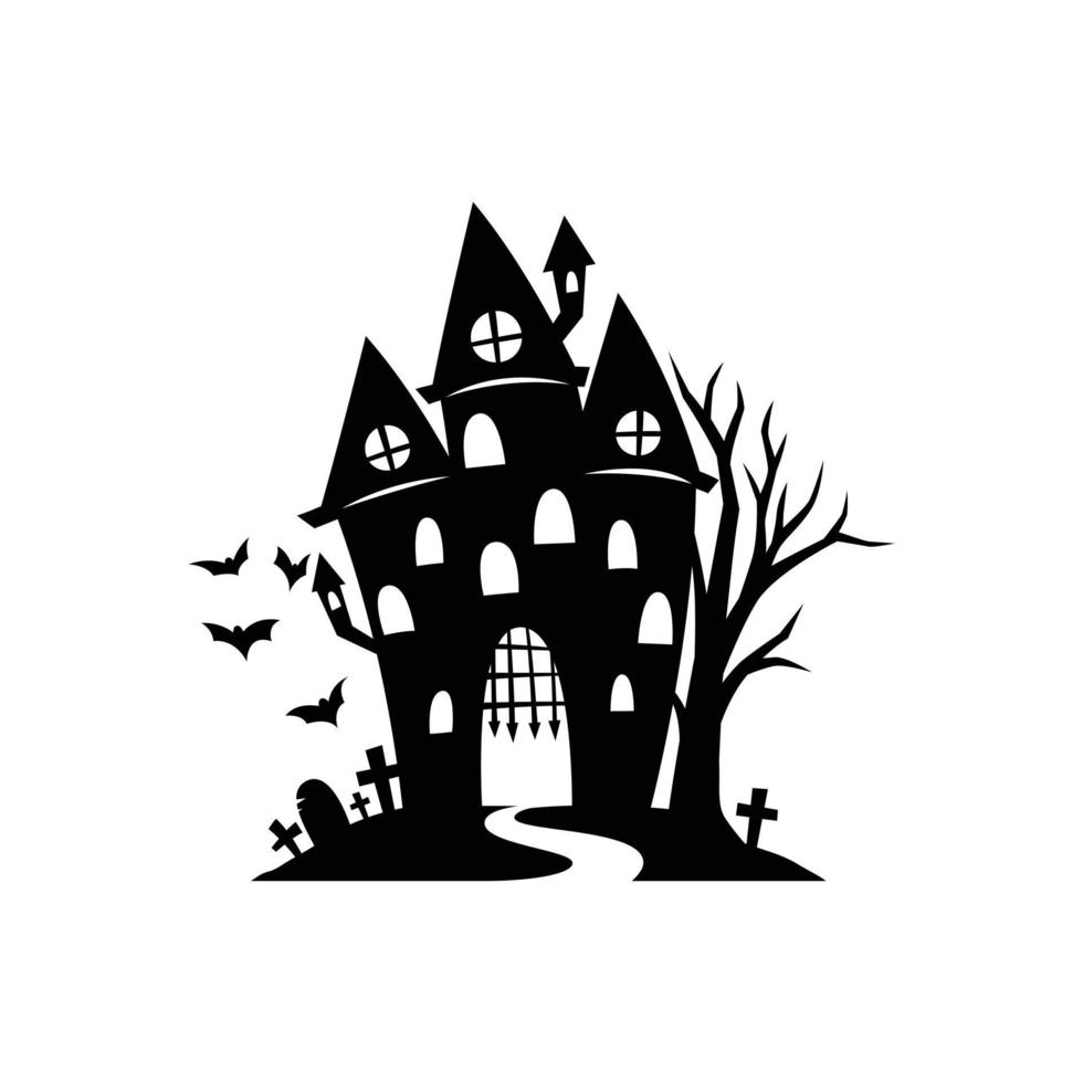 Haunted house silhouette vector