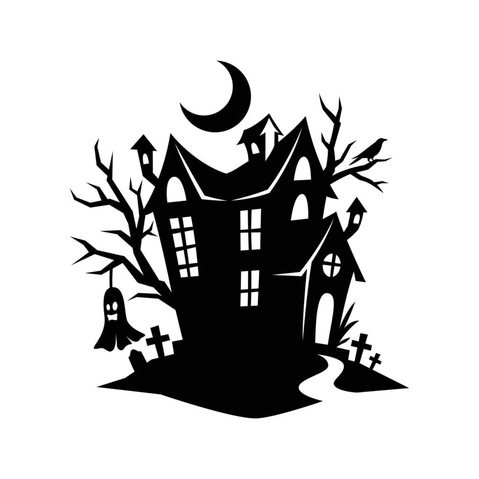 Haunted house silhouette vector
